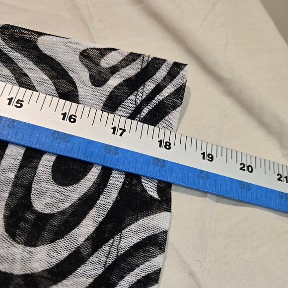 Ali Miles Black/White Mesh Open Front Lightweight Jacket Cardigan Semi-sheer XL - Picture 11 of 12